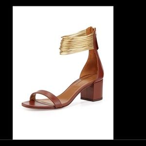NWT! Aquazzura Spin Me Around Gold Cord Sandals!